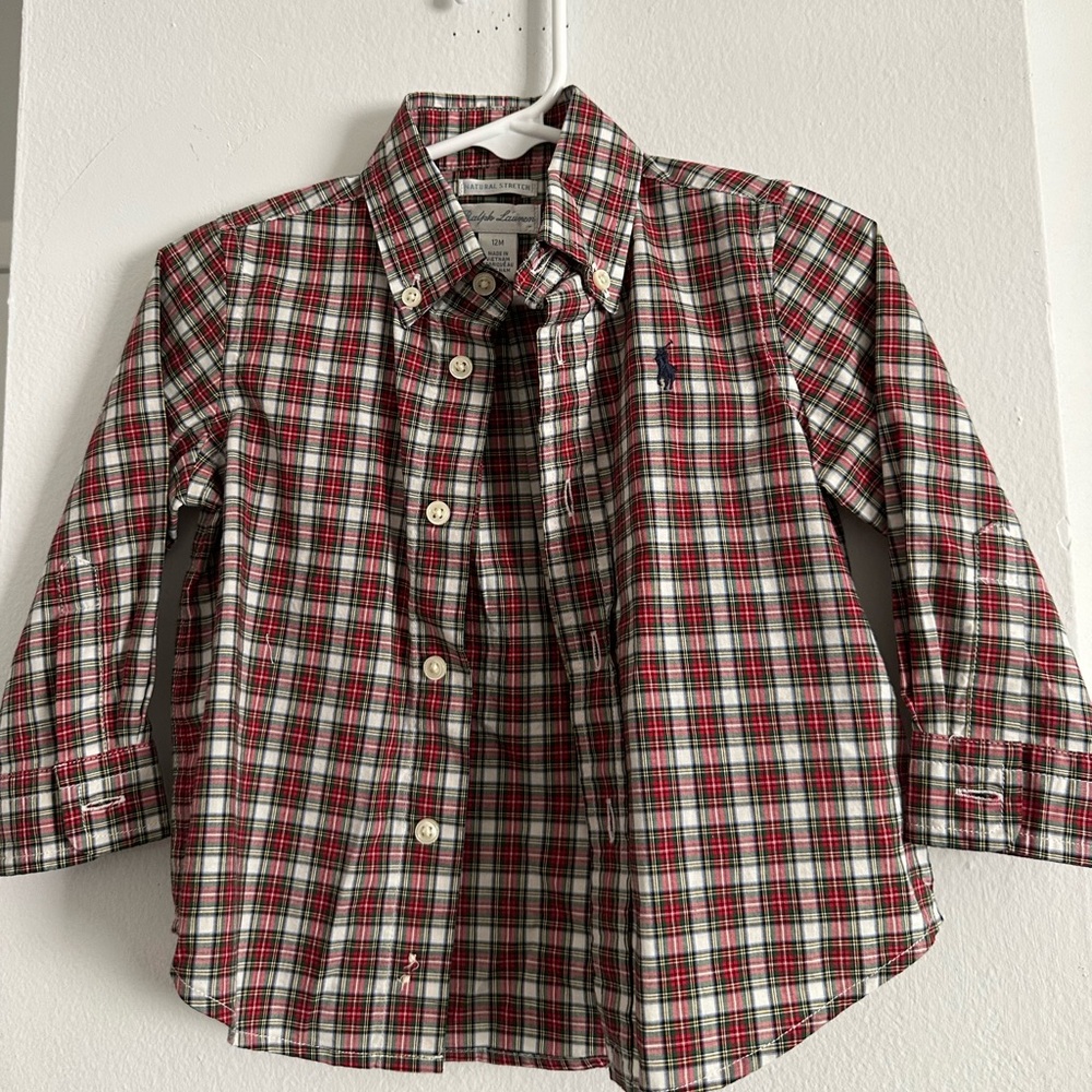 Polo Ralph Lauren Button Down Plaid Shirt Size 12 Months